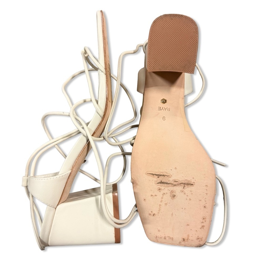 RAYE Voyage Heels sandals shoes Bone White Cream Strappy Block Revolve 9 - Picture 7 of 9